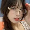 Modische randlose goldene silberne Brillen Millennium Spicy Girls Retro Y2K Oval Stern Metall Flachrahmen Brillen Brillen Dekoration