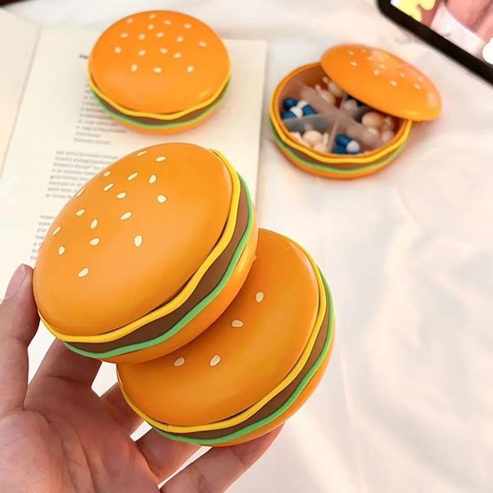 2/3/6 Grid Hamburger Pill Box Sealed Mini Hamburger Storage Case Elderly