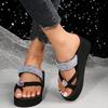 Fashion Platform Big Rhinestone Clip Toe Sandals Women Summer 2025 Wedge Heels Silver Glitter Strap Slides Woman Fashion Beach Slippers