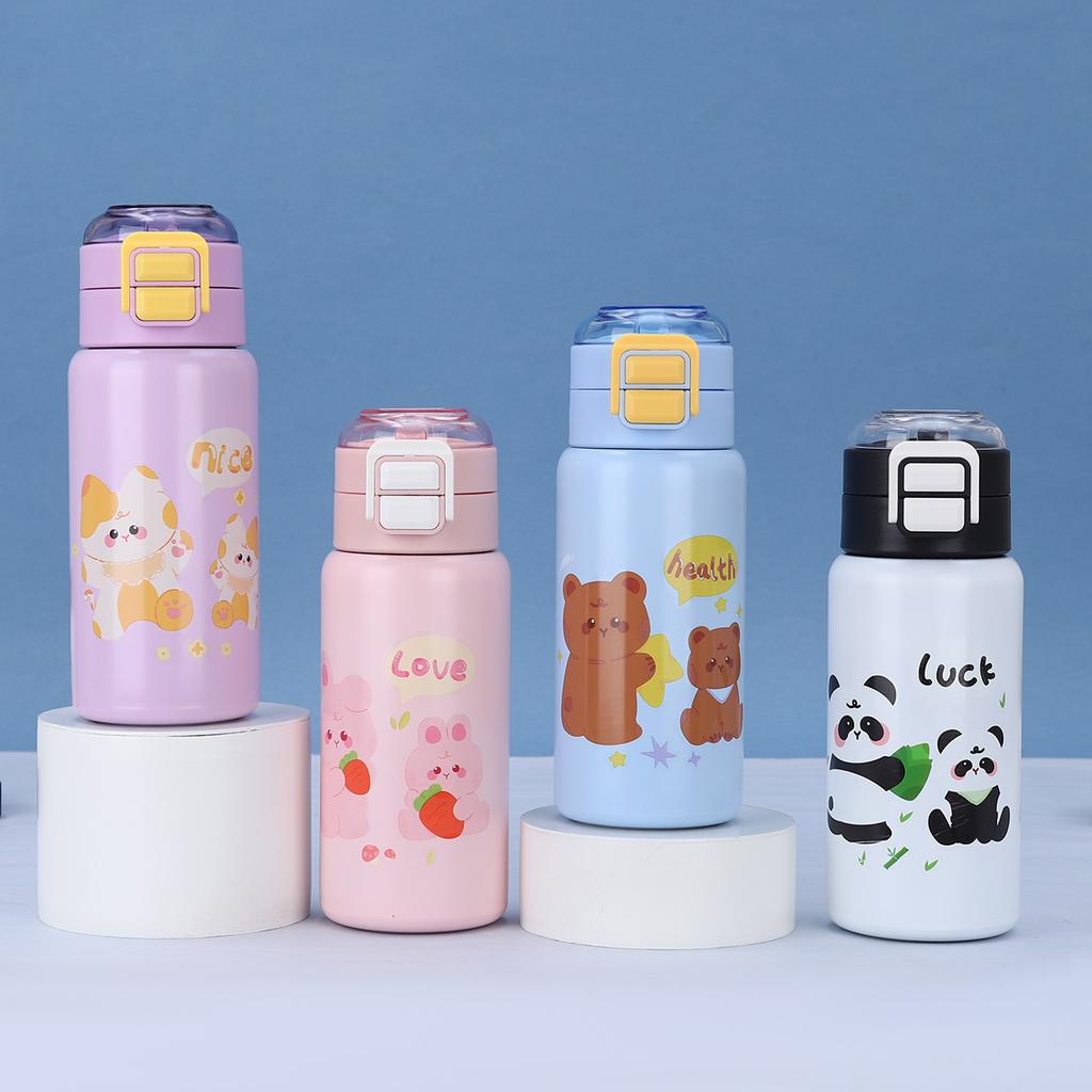 MOE Fun Stainless Steel Children's Thermos Cup Cartoon Cute Children's Water Cup A Cover Dual-purpose Double Shot Jump Cup