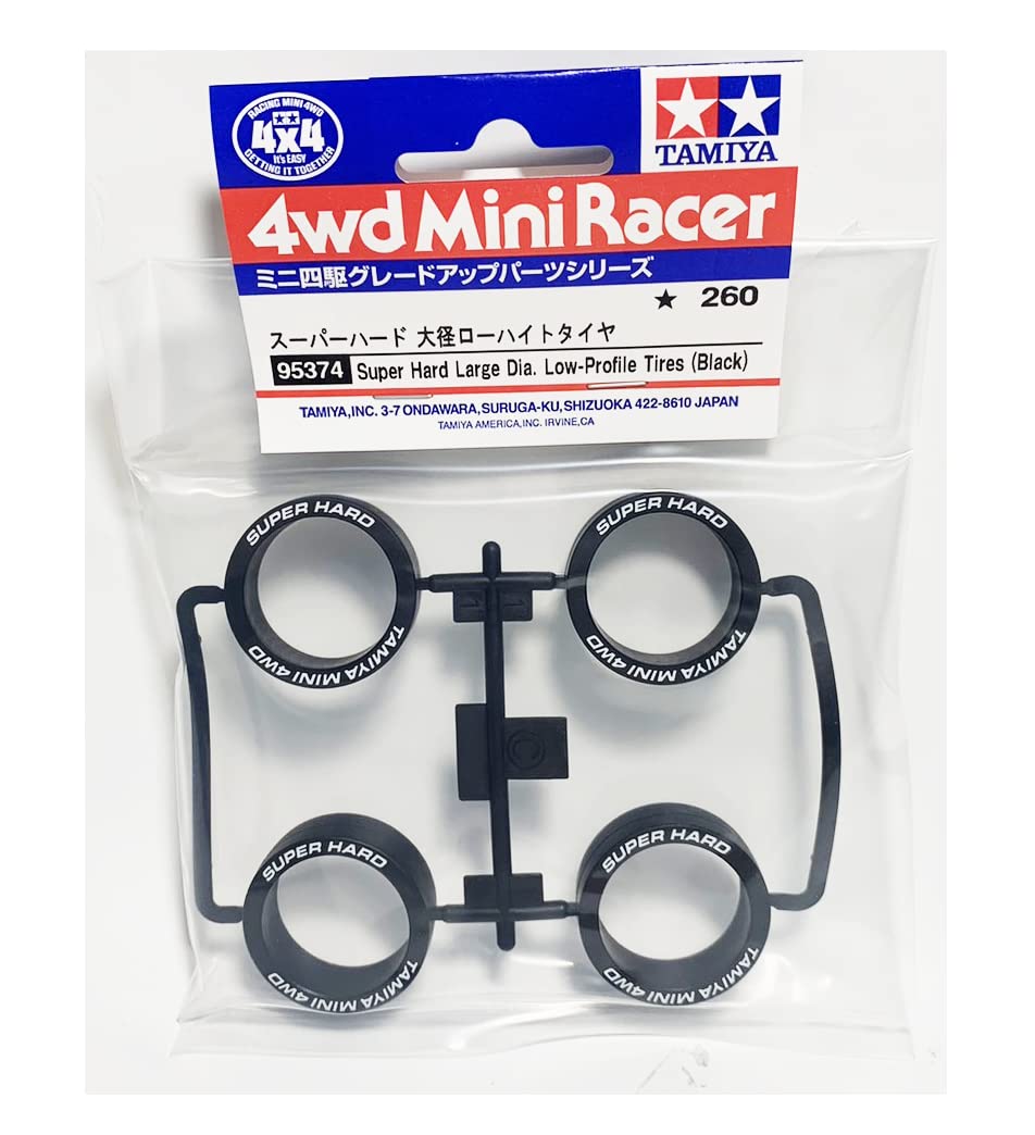 

Mini 4WD Super Hard Large Tires Tamiya 95374 Dia. Low-Profile (Black) [Item]