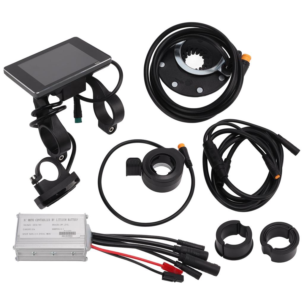 Electric Bike Motor Controller 15A Common Speed Controller 36V 48V with M6 LCD Panel 1 To 2 Cable Fully Waterproof Kit