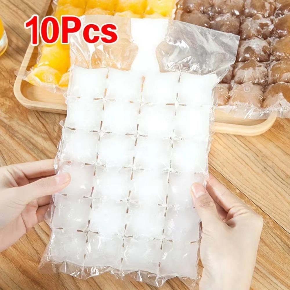 10PCS Edible Frozen Ice Cube Bags Transparent Ice Mould New Faster Freezing Ice Maker DIY Drinking