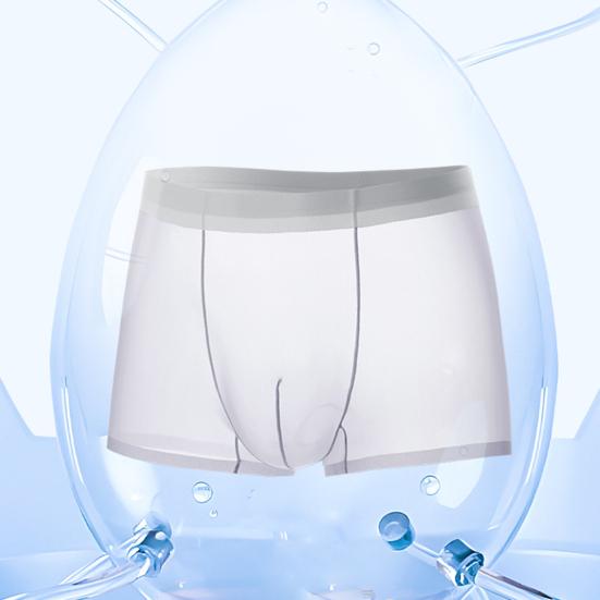 Herren Boxer Unterwäsche Elastisch Mittlere Taille Atmungsaktiv Slim Fit Shorts Slips Reine Farbe U-Konvex Design Ultra Dünn Nahtloses Netzgarn Panties Tägliche Kleidung