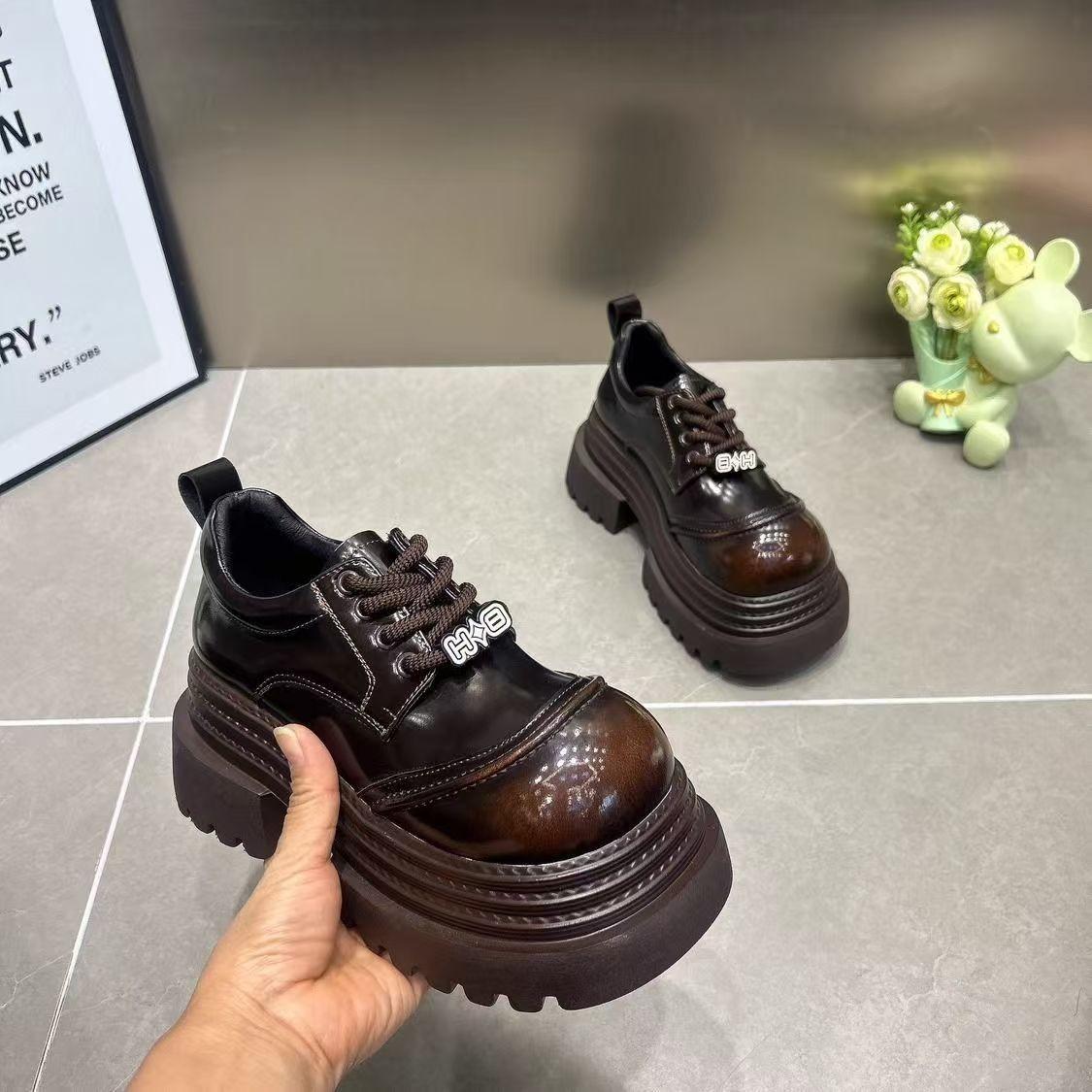 Весенние женские туфли Мэри Джейн JK, модные туфли на шнуровке, винтажная платформа, элегантные туфли на толстом каблуке, женские 35