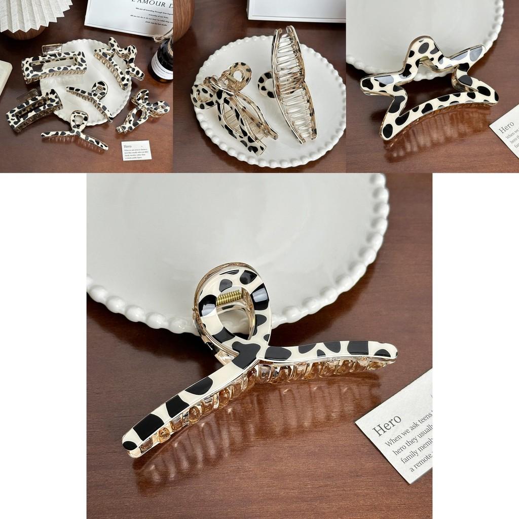 Gorgeous Vintage Inspired Hair Claw Clip With Cow Print Perfect For Everyday Use