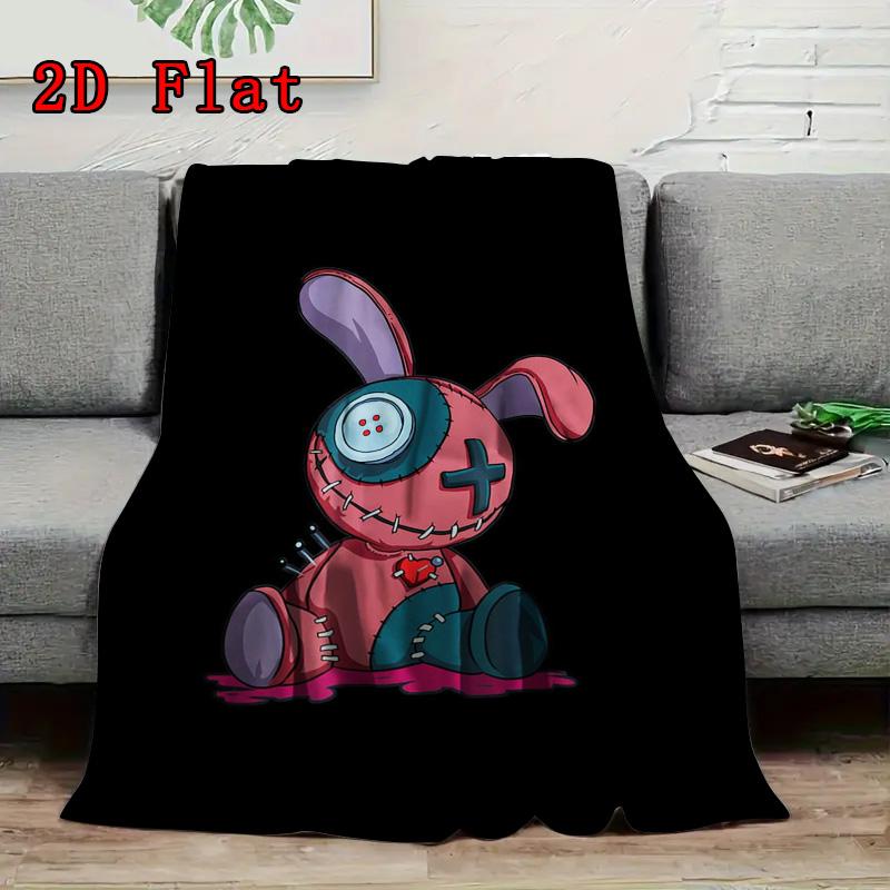 Patchwork rabbit doll 2D Flat Pattern Flannel Blanket High quality All Seasons Warmth and Comfort Perfect for Christmas Gifts.