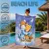 Custom Name Nightly Tiger Hugs Pooh Beach Towel Microfiber Beach Towel, Lightweight and Quick-Dry, for Summer Travel, Swimming Pool Gift