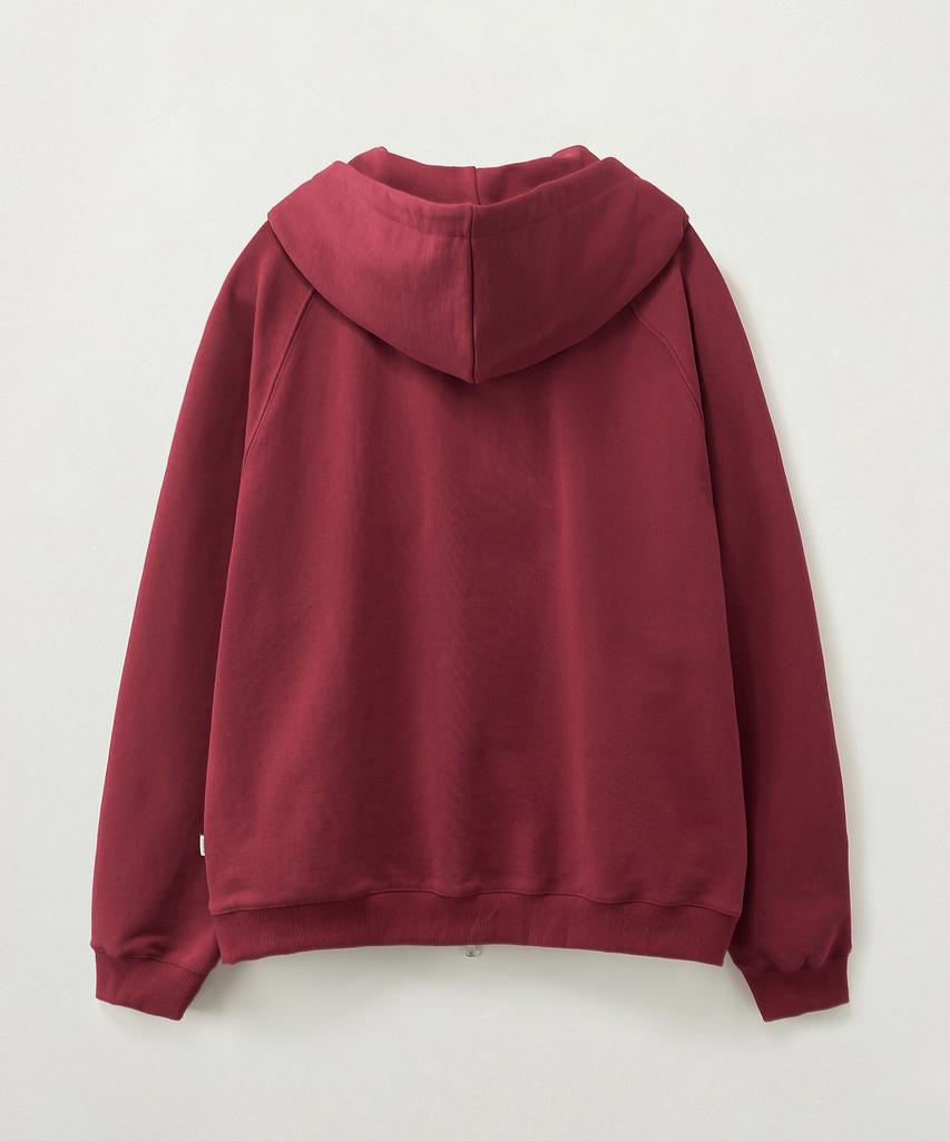 Satur Lauren Small Logo Zip-Up Hoodie Burgundy
