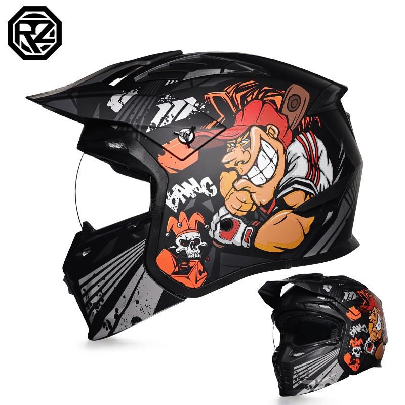 

Motorcycle Helmet Men s Retro Combination Full Half Removal L