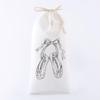 White Flannel Dance Shoes Drawstring Bag with Customizable Logo