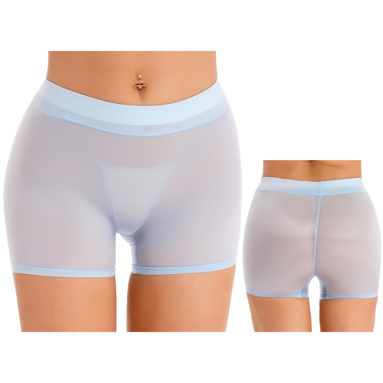 Damen-Shorts mit niedrigem Bund, kurze Unterwäsche, Nachtwäsche, durchsichtige Hot-Shorts One Size hellblaue