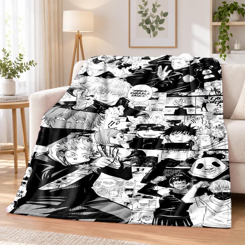 Jujutsu Kaisen Flannel Throw Blanket Soft Warm Cozy For Sofa Bed Indoor Home Bedroom Use