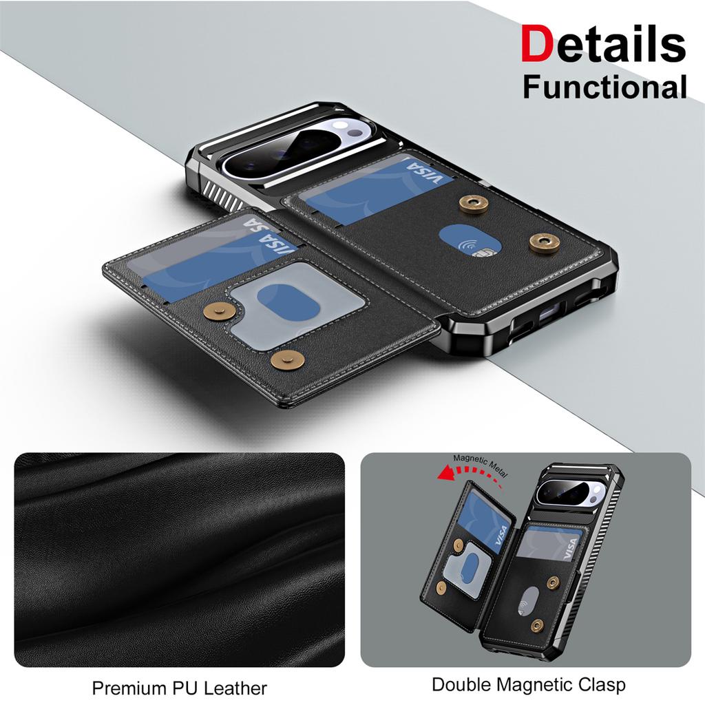 Portafoglio con Slot per Schede Flip Sinistra-Destra Custodia in Pelle per Telefono per Google Pixel 7 8 9 10 Pro XL Copertura Tascabile Antiurto per Pixel 9A 8A 7A