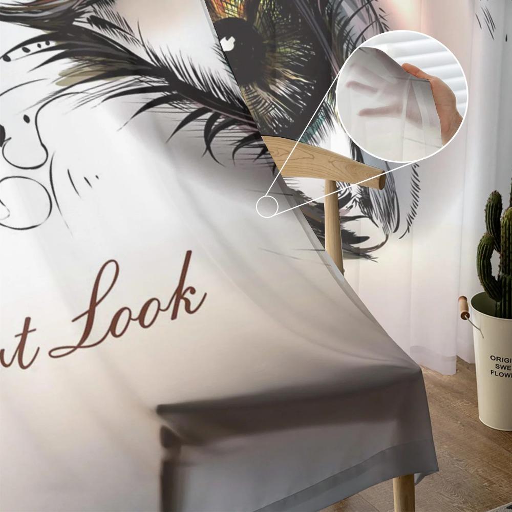 Auge Weiblich Schöne Frau Elegantes Design Wimpern Tüll Fensterdekoration Transparente Vorhänge für Wohnzimmer das Schlafzimmer Dekoration