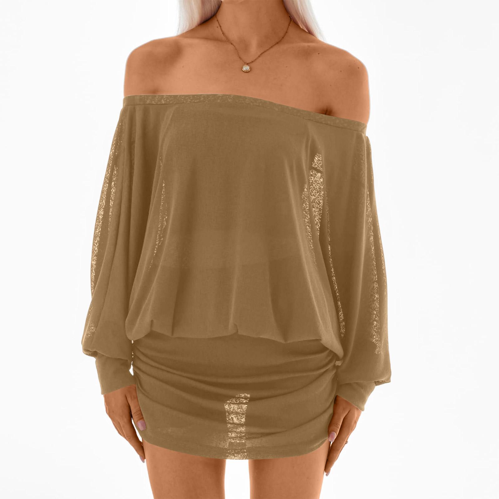 Женское платье с открытыми плечами, длинный рукав, повседневное, сексуальное платье L