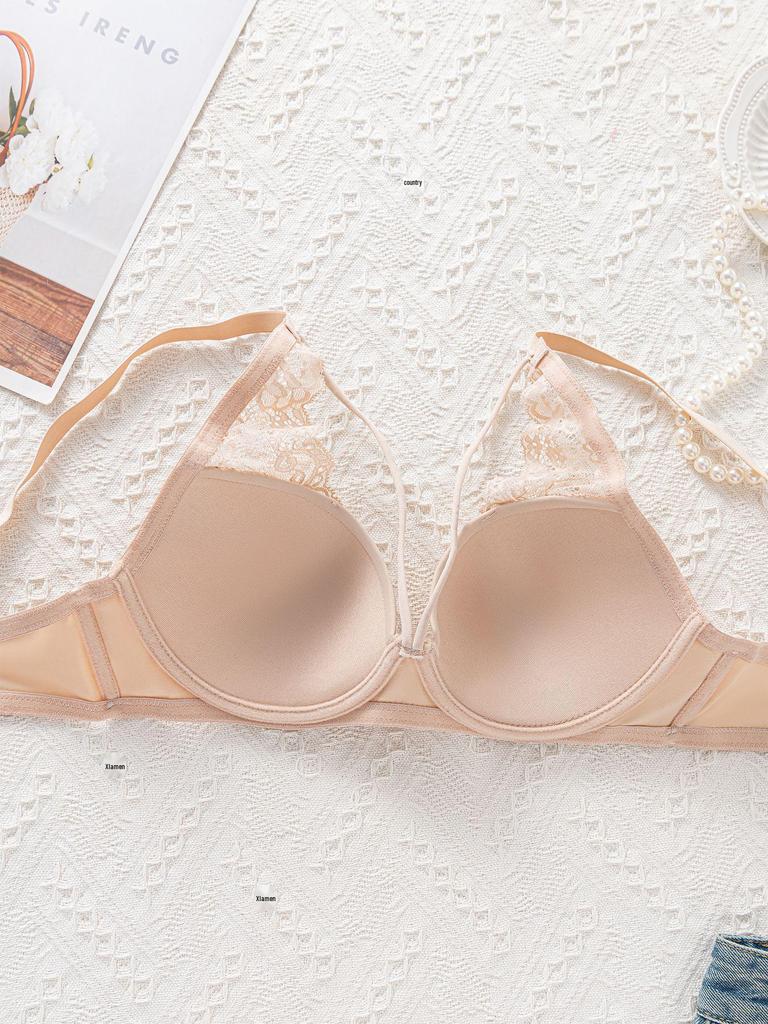 SHEIN Cross Strap Lace Push-Up Underwire Bra In European Size