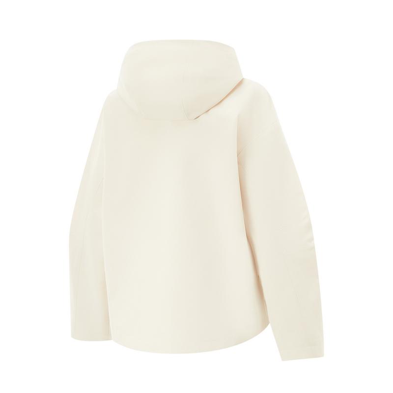 Li Ning Comfortable Casual Minimalist Hooded Loose Zipper Solid Color Sports Windbreaker Women Outerwear Rock-White-Gray AFDV742-1