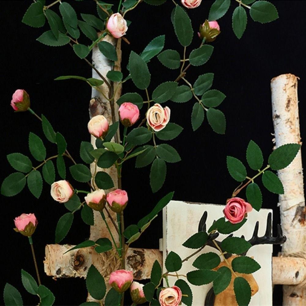 Plastic Silk Artificial Rose Vine 4 Colors Wall Decor Rattan Home Decoration