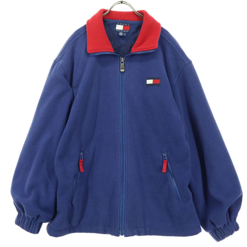 Tommy Hilfiger 90er Jahre Alte Flagge Etikett Einpunkt-Logo Langarm Toriko-Farbe Fleecejacke Herren Gebraucht