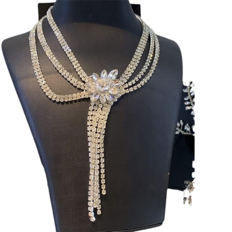 Personalisierte Strass-Halskette, Europäisches Und Amerikanisches Sexy Überzogenes Muster Fransen-Anhänger Halskette Accessoires Halskette