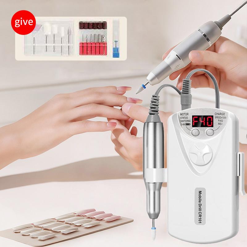 Electric Nail Drill Machine 40000RPM Rechargeable Portable Polishing Tool Kit For Gel Acrylic Nail Art At Home Salon