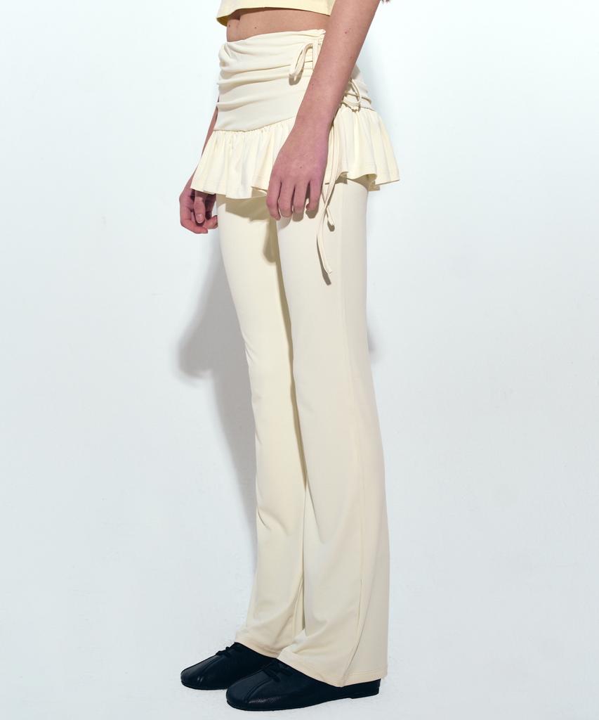 Nigaennikol Layered Ruffle Skirt Pants_Cream