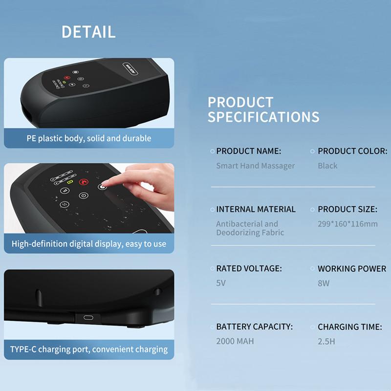 Electric Hand Massager Air Compression Heating Acupoint Kneading Therapy Equipment Wireless Finger Massaging Machine