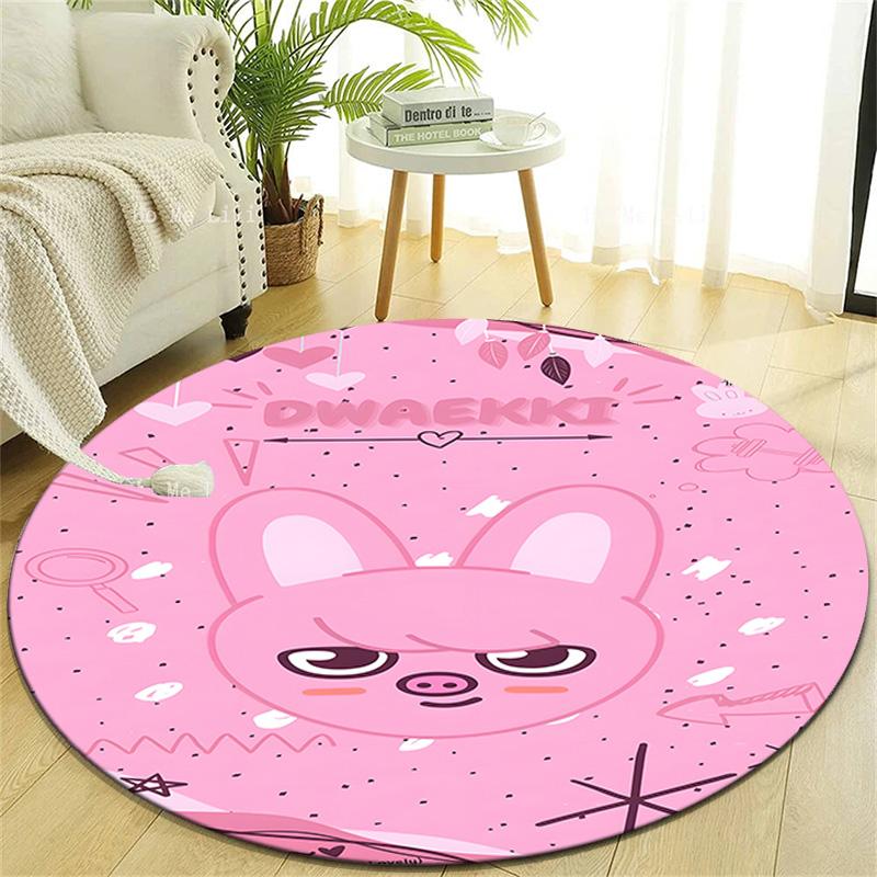 1pc Kpop Team7 Design Printed Area Round Carpet for Bedroom Living Room Home Decor Rugs Mat Non Slip Mat Rug for Bedside