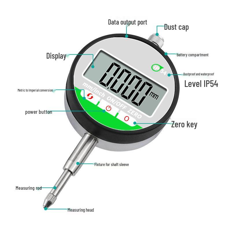 IP54 Waterproof Dustproof Digital Display Micrometer Depth Gauge Stand