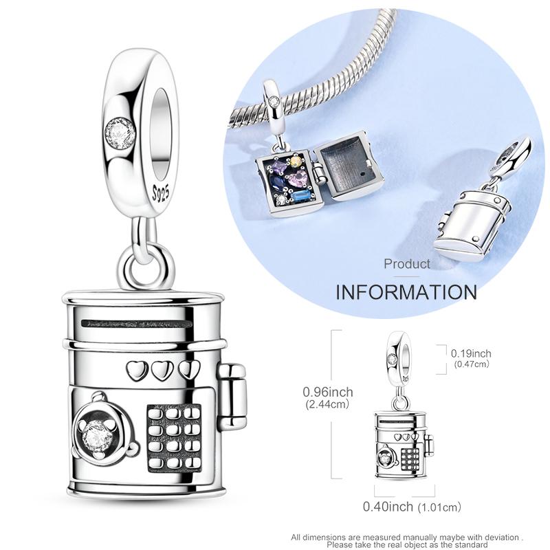 Original Copper Charm Bead Openable Safe Deposit Box Pendant Fit Original Bracelets Necklace Diy Accessories