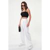 Woman White High Waist Palazzo Pants