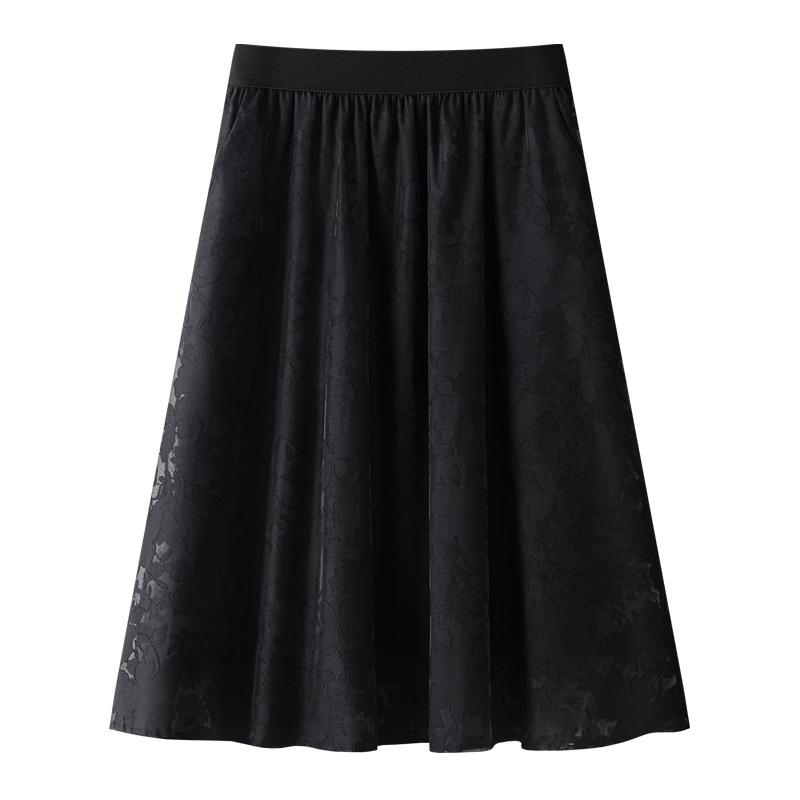 Dámská krajková květinová midi sukně - Bílá, Zeštíhlující áčkový plisovaný design, Nová jarní a podzimní kolekce 2025