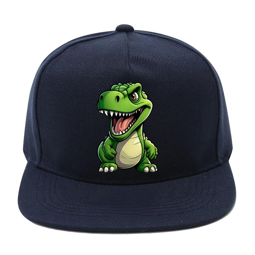 Cute Green Dinosaur Baseball Cap Polyester Snapback Hat Casual Streetwear for Teens and Adults