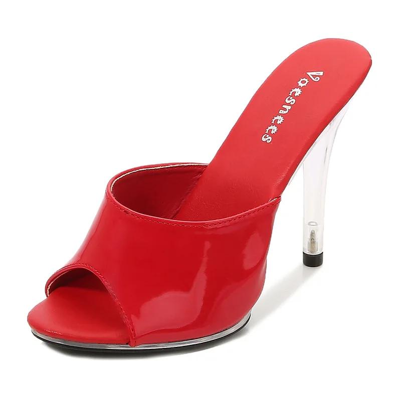 2025 new 35-43 sexy super high heels 11CM high nightclub transparent slippers sex shoes plus-size shoes