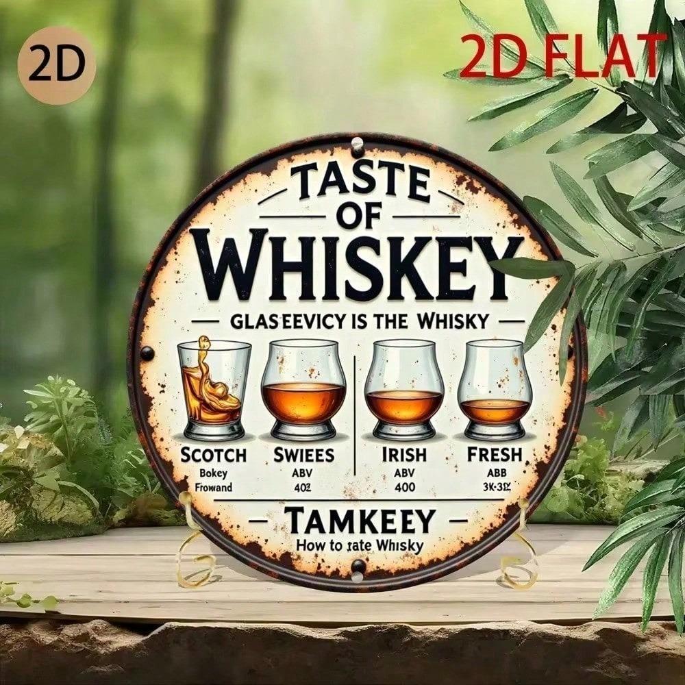 Retro Metal Bar Sign Vintage Tin Plaque Round Wall Art Home Pub Decor Man Cave Funny Whiskey Cocktail Design