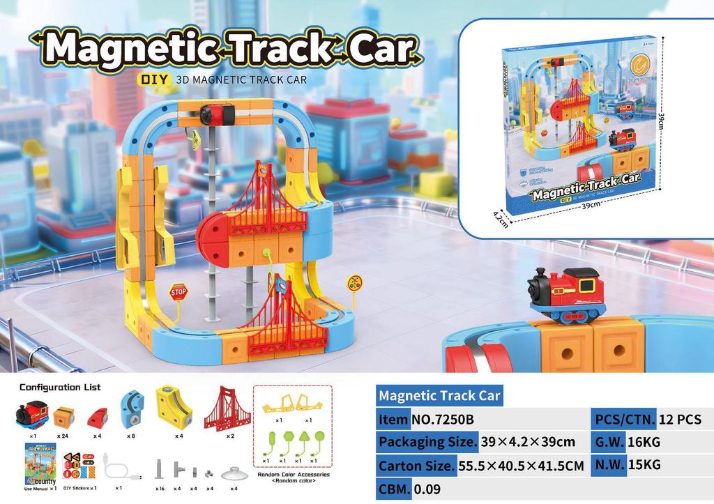 Electric High-Speed Magnetic Train Set with 3D Track - DIY Educational Assembly Blocks for Kids