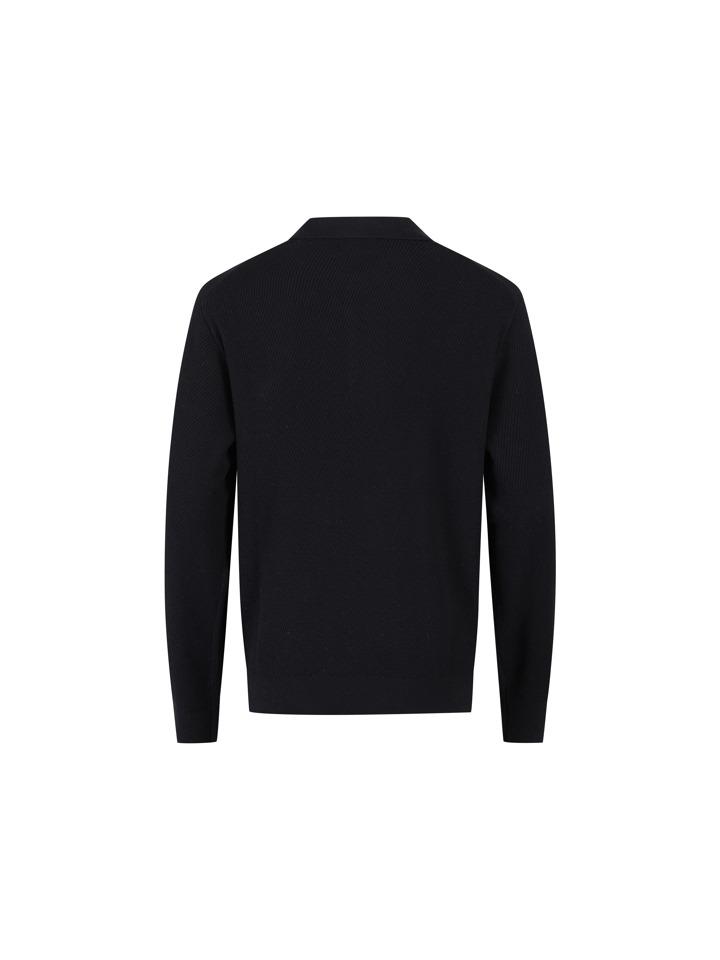 AND Z Men'S Merino Wool Fine Knit Collar Sweater_Bzf4Et1105Bk