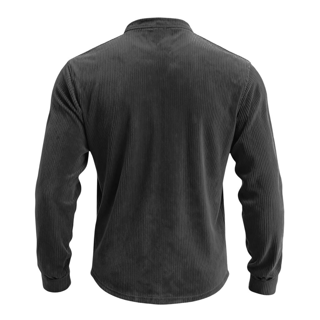 Pánský kordurový svetr s knoflíky a límcem, volného střihu, s dlouhým rukávem