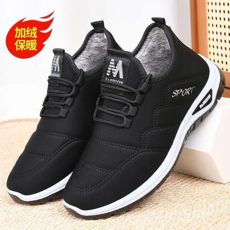 Old North Cloth Shoes Men's Cotton Shoes Winter Velvet Warm Thickened In the Elderly Non-slip Soft Sole Dad Sports Shoes