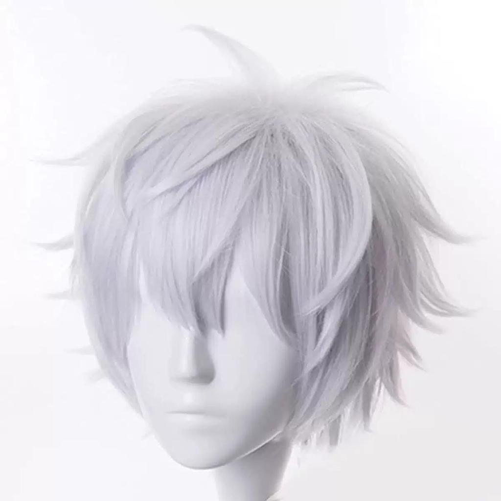 "Jujitsu Krieger Kuroko Wataru Cosplay weiße Perücke, Party Event Perücke für Männer, kurzes Haar"