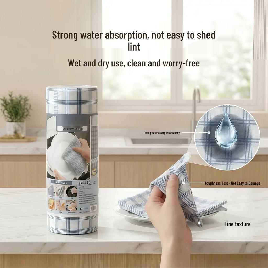 Disposable Thickened Kitchen Cloth: Dual-Use Wet & Dry Wipes for Easy Oil Stain Removal.