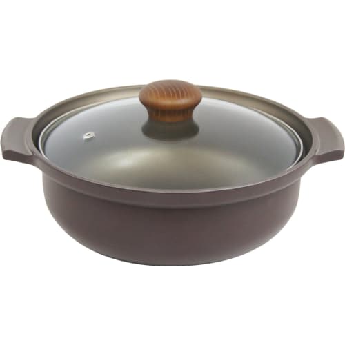 Urushiyama Metal Industry AJS-8W Earthenware Pot, No. 8, IH Compatible, Aluminum, Made In Japan, with Glass Lid