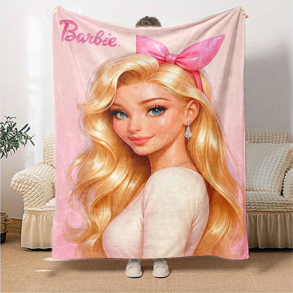 1pc Barbie Flannel Blanket Soft Warm Throw for Home, Office, Travel, All-Season Cozy Bedding GiftL1197