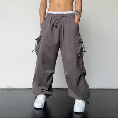 Men's Spring and Autumn Four Seasons Models Plus Size Solid Colour Loose Hundred Waterproof Trousers Casual Wide Legged Small Legged Trousers