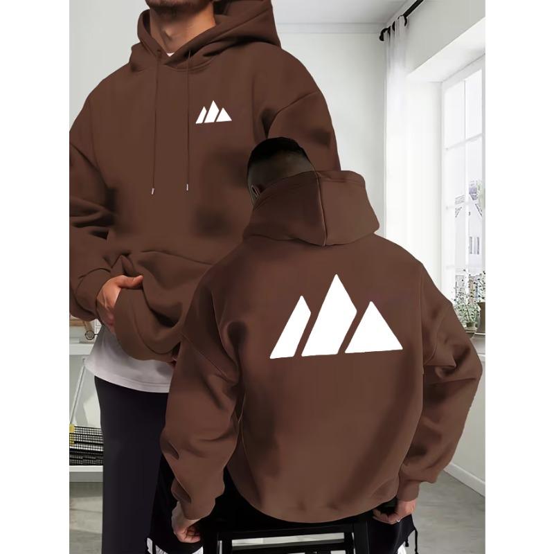 Maglione Casual con Cappuccio da Uomo Autunno/Inverno con Fantasia Bianca di Montagna Elementi Sportivi con uno Stile Rilassato Casual da Esterno.