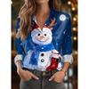 Women's Santa Claus Print Blouse, Elegant Long Sleeve Shirt Collar, Vintage Holiday Style, Fall Winter Work Daily Wear