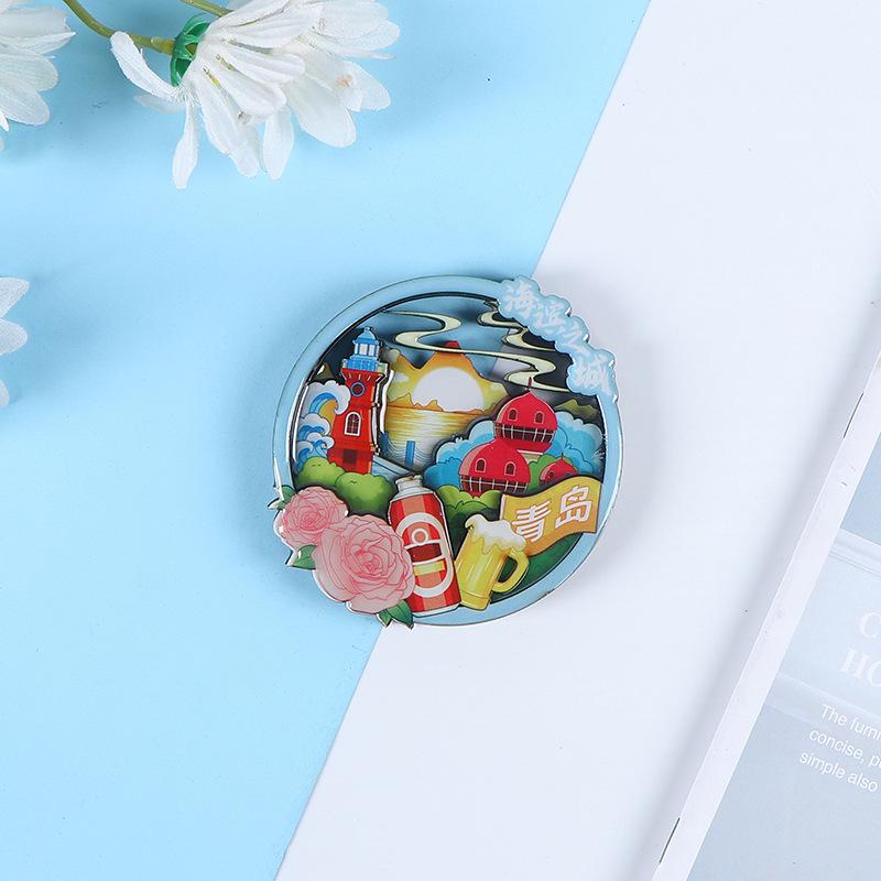 National City Scenic Cartoon Holz-Epoxid-Kühlschrankmagnet