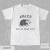 Awake But At What Cost Vintage T Shirt Funny Possum Rat Retro Oversize Cotton Sarcastic Saying Vintage