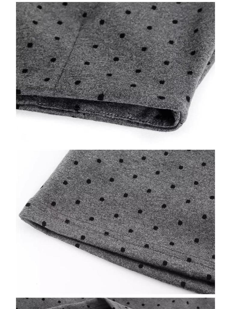 2025 Gray Slimming Plus Size Retro Woolen A-line Polka Dot Midi Skirt for Women - Autumn/Winter Collection